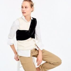 J. Crew Collection Natural Denim Top with Velvet Overlay Women's 000